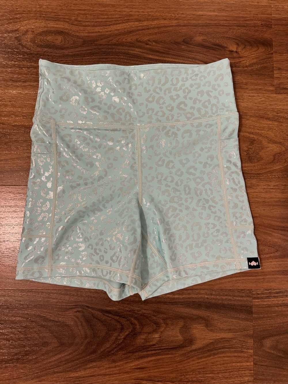 WODBOTTOM Light Blue Metallic Leopard Print Women's Shorts